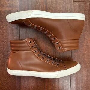 Polo Ralph Lauren “Geffron” Brown Leather High-Top Men's Sneakers, Size 10.5
